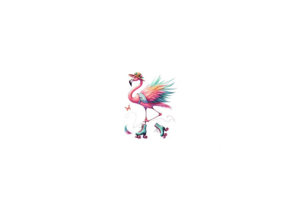 Roller Skating Flamingo Throw Pillow | Whimsical Pink Bird Decorative Pillow | Fun Retro Gift