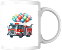 Thumbnail for Fire Truck With Balloons Mug | Cute Watercolor Fireman Coffee Mug | Kids Birthday Gift