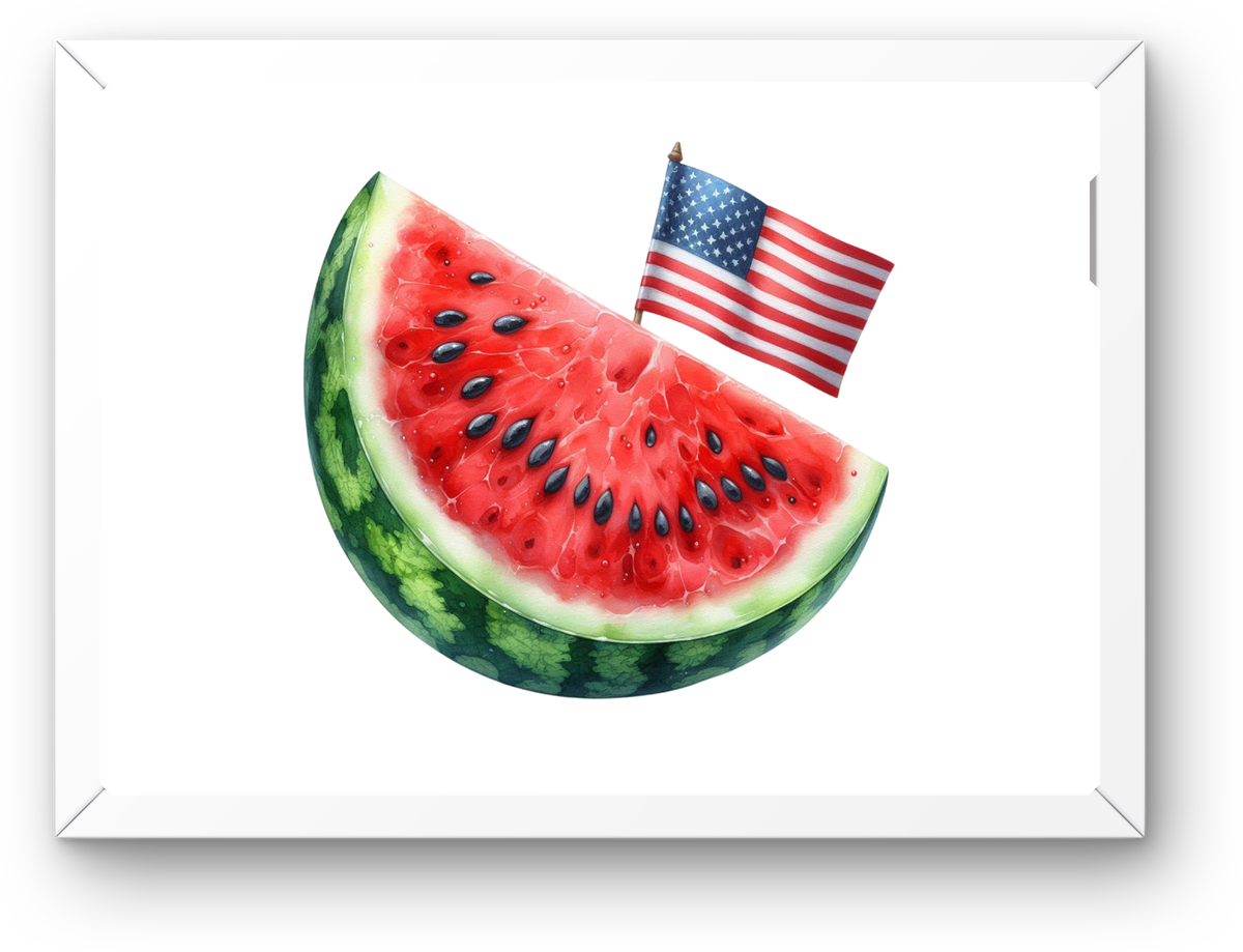 Patriotic Watermelon Wall Art | American Flag Summer Print | 4th Of July Kitchen Gift