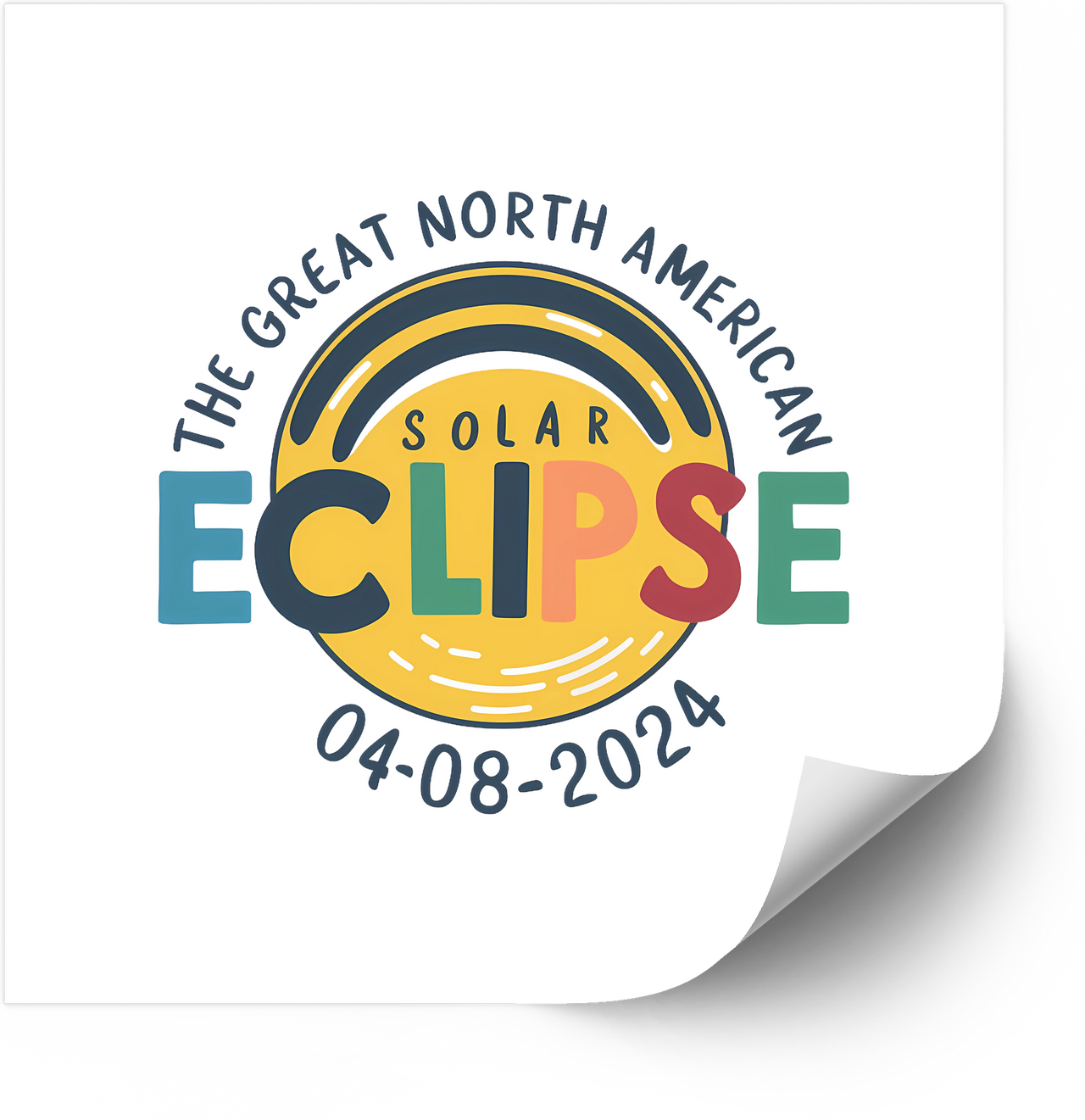 Great North American Solar Eclipse 2024 Sticker | Colorful Retro Event Vinyl Decal