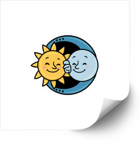 Thumbnail for Happy Sun And Moon Friends Sticker | Cute Minimalist Celestial Vinyl Decal