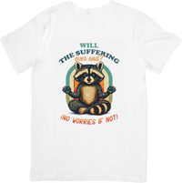 Thumbnail for Raccoon Meditating Will The Suffering Ever End T-Shirt | Funny Vintage Animal Graphic Tee