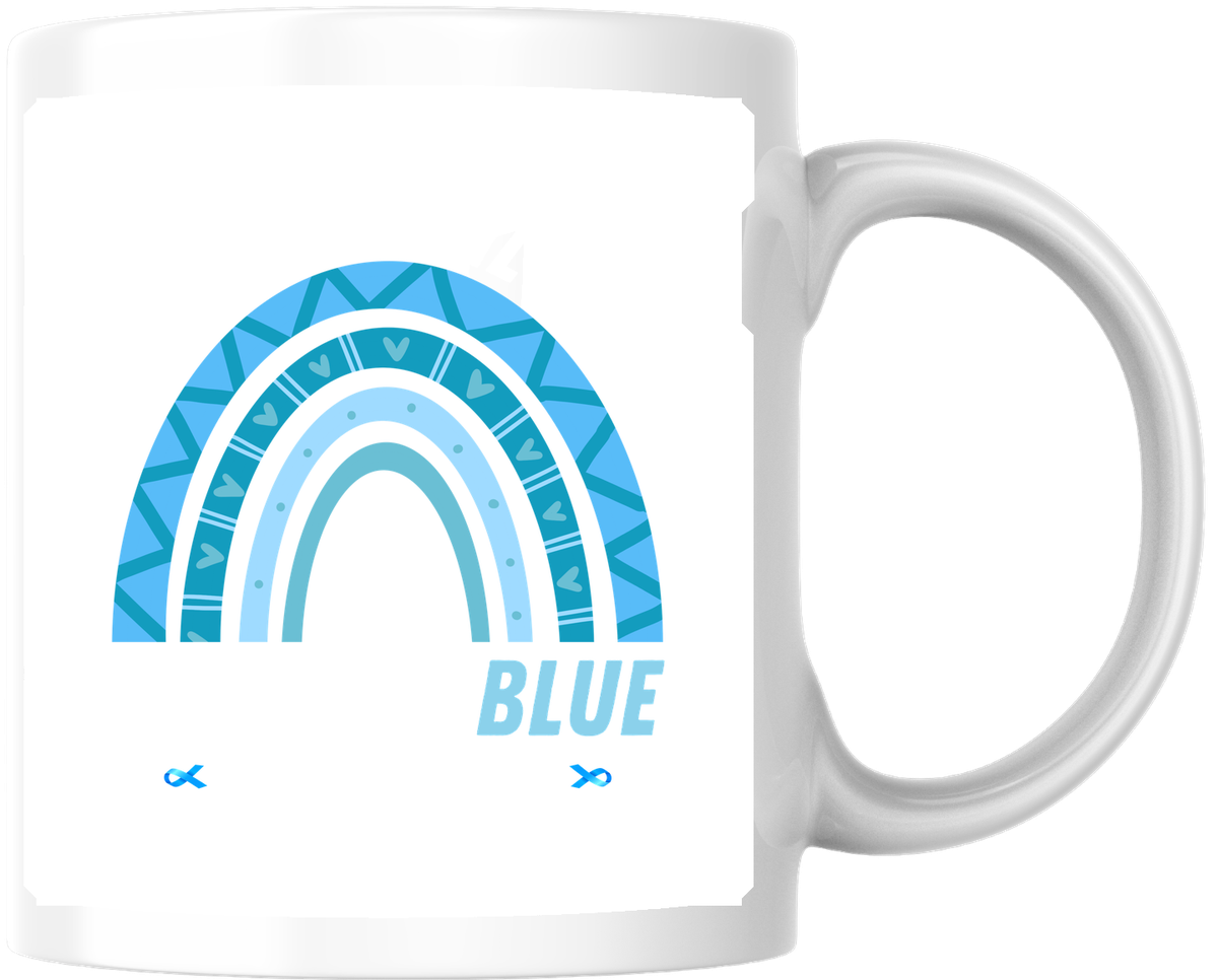 Blue Boho Rainbow Mug | Minimalist Pastel Arch Coffee Mug | Nursery Decor Gift