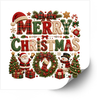 Thumbnail for Merry Christmas Knit Sticker | Cozy Plaid Holiday Vinyl Decal | Festive Christmas Gift