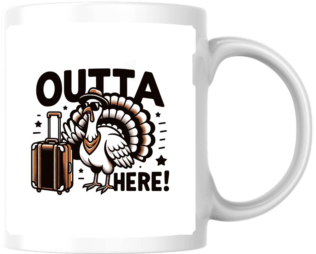 Turkey Outta Here Travel Mug | Funny Thanksgiving Coffee Mug | Vacation Holiday Gift
