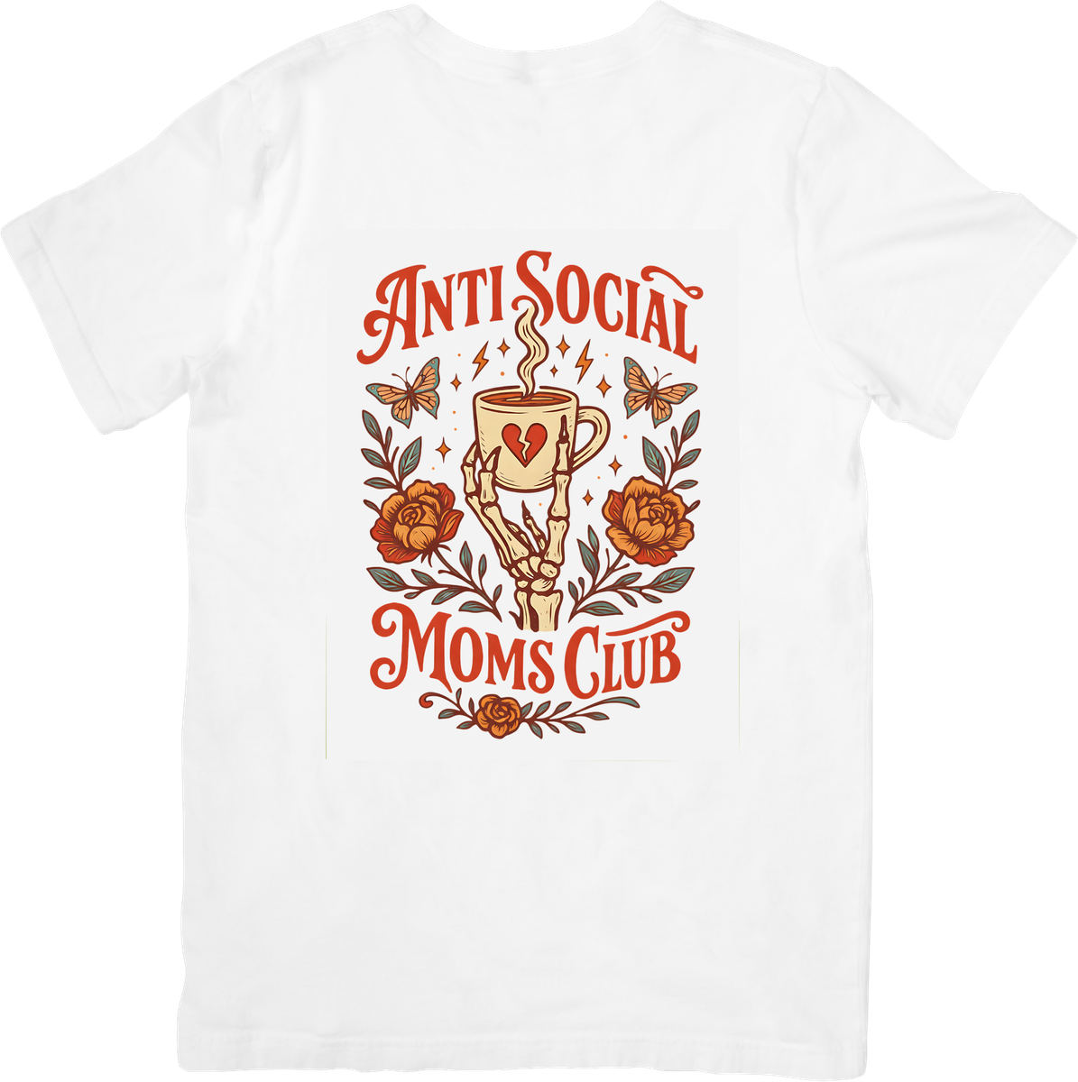 Anti Social Moms Club T-Shirt | Retro Coffee Floral Graphic Tee | Funny Mom Gift