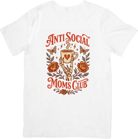 Thumbnail for Anti Social Moms Club T-Shirt | Retro Coffee Floral Graphic Tee | Funny Mom Gift