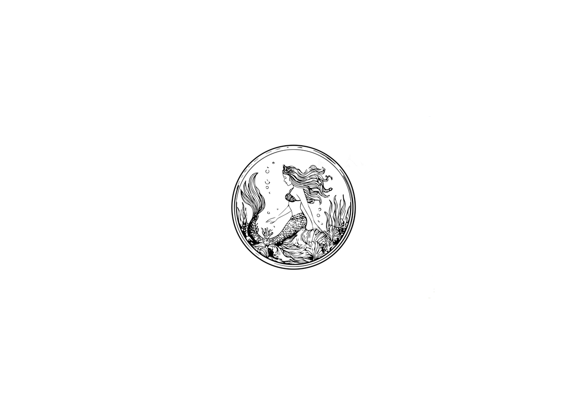 Mermaid Underwater Throw Pillow | Black Ink Ocean Decorative Pillow | Fantasy Sea Gift