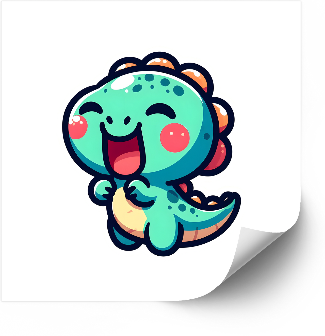 Happy Kawaii Baby Dinosaur Sticker | Cute Kawaii Dino Character Vinyl Decal