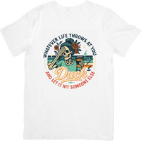 Thumbnail for Duck And Let It Hit Someone Else Skeleton T-Shirt | Funny Retro Sarcastic Graphic Tee