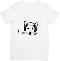 Thumbnail for Dog With Headphones T-Shirt | Black & White Husky Music Graphic Tee | Dog Lover Gift