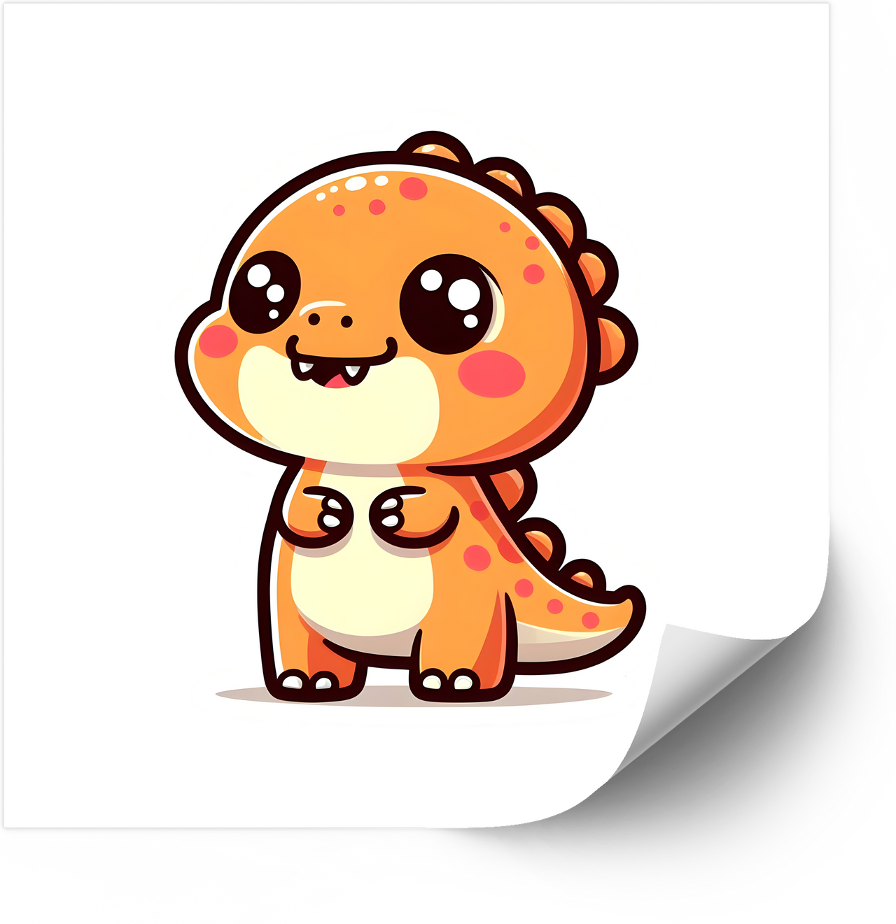Cute Baby Orange Dinosaur Sticker | Kawaii T-Rex Character Vinyl Decal