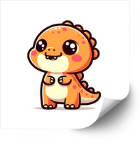 Thumbnail for Cute Baby Orange Dinosaur Sticker | Kawaii T-Rex Character Vinyl Decal