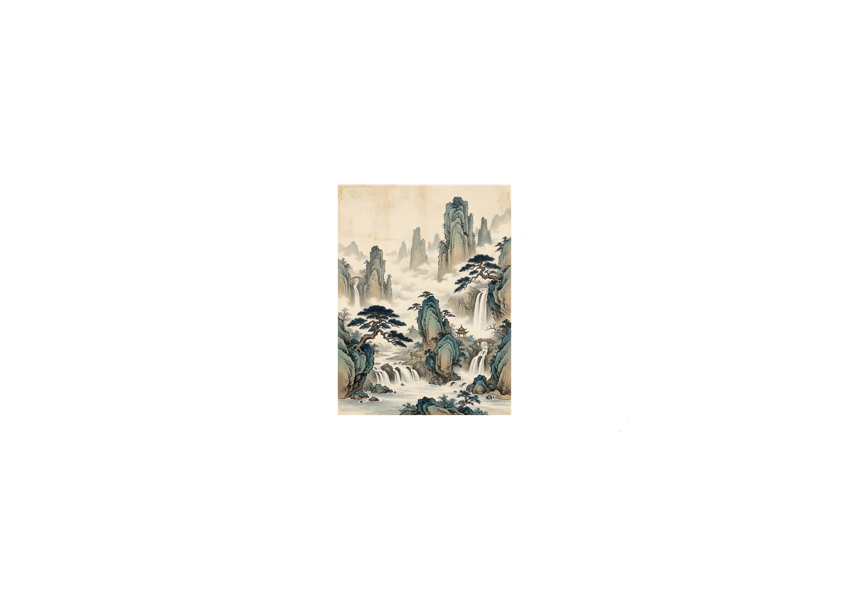 Chinese Mountain Landscape Throw Pillow | Ink Wash Scenery Decorative Pillow | Zen Home Gift