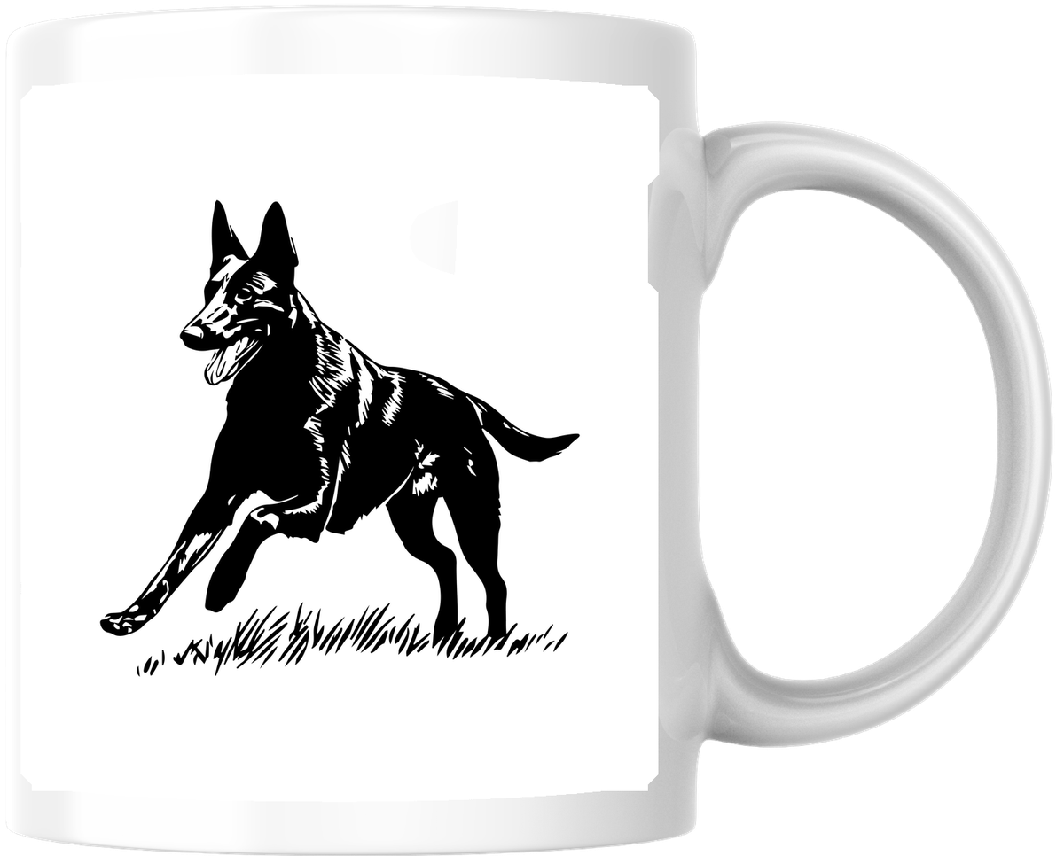 Running German Shepherd Mug | Bold Black Silhouette Dog Coffee Mug | Dog Lover Gift