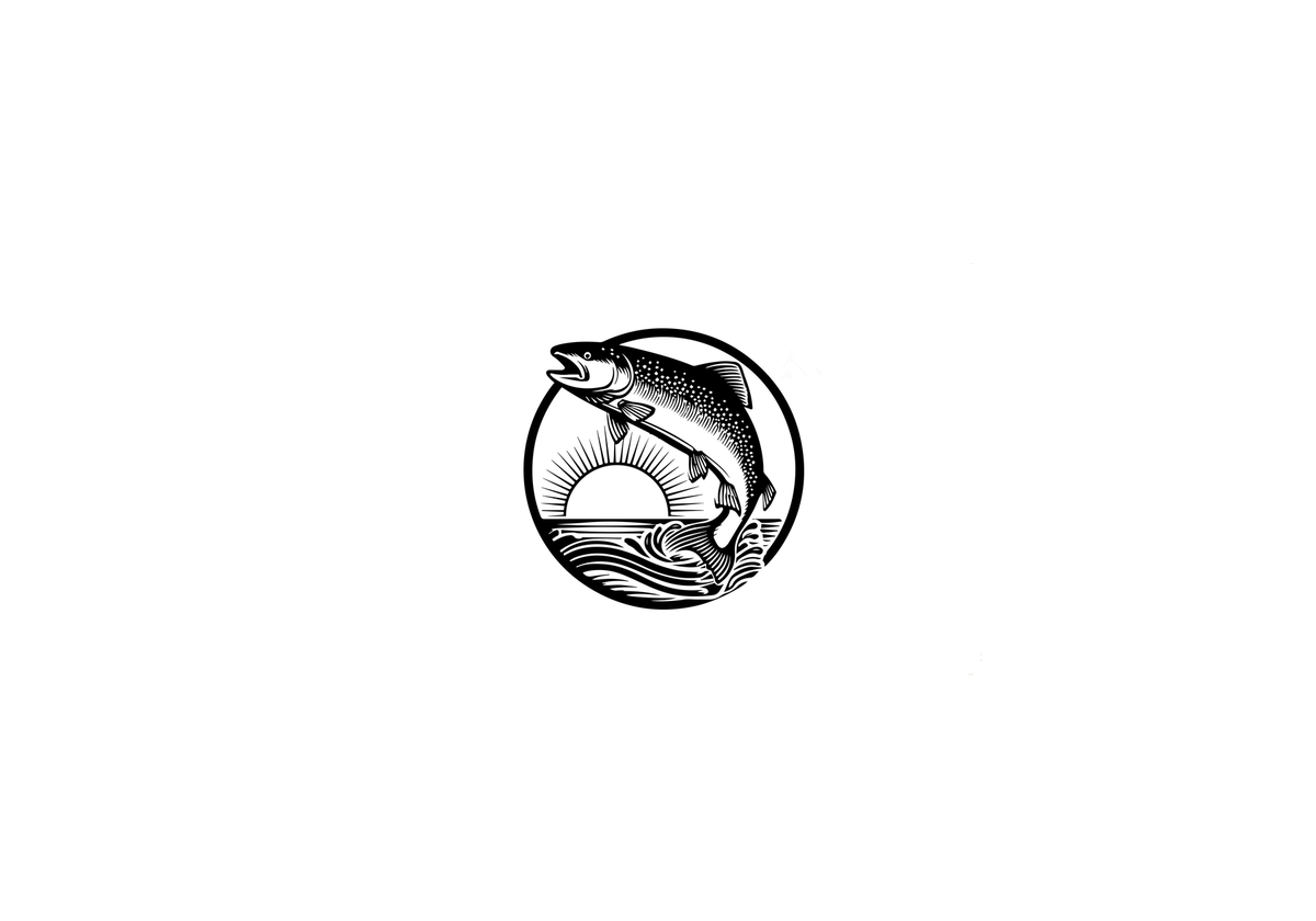 Leaping Salmon Sunset Throw Pillow | Black Ink Fishing Decorative Pillow | Angler Gift
