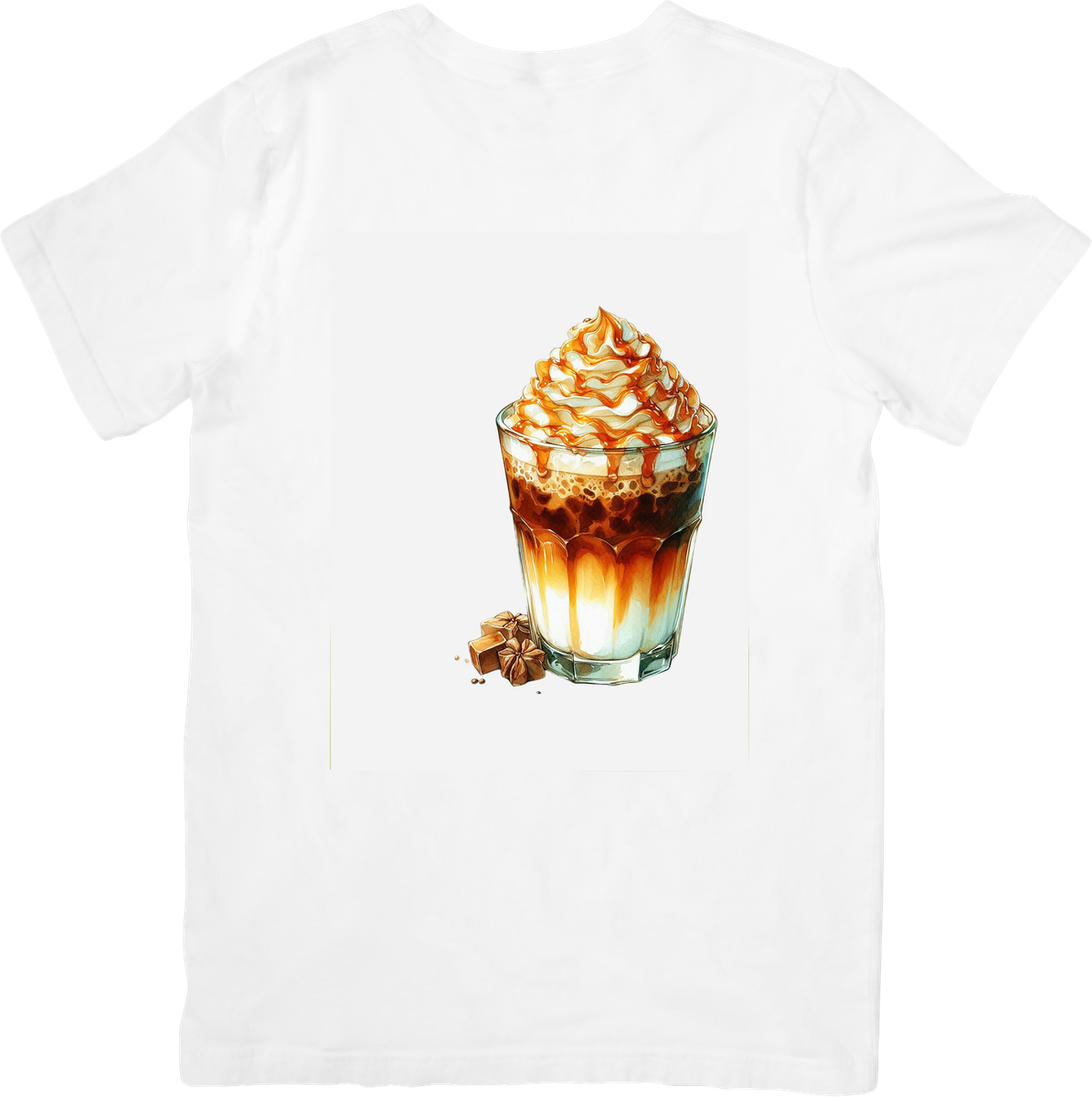 Caramel Whipped Coffee T-Shirt | Watercolor Dessert Drink Graphic Tee | Coffee Lover Gift
