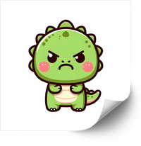 Thumbnail for Grumpy Kawaii Dinosaur Sticker | Cute Kawaii Baby Dino Vinyl Decal