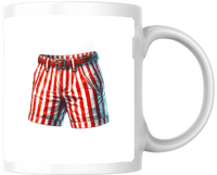 Thumbnail for Red & White Striped Shorts Mug | Patriotic Summer Coffee Mug | Beach Vacation Gift