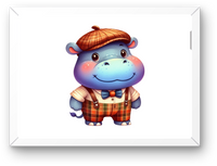 Thumbnail for Cute Hippo In Plaid Outfit Wall Art | Adorable Dapper Animal Print | Kids Nursery Gift