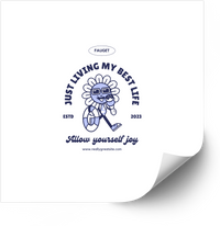 Thumbnail for Just Living My Best Life Retro Flower Sticker | Minimalist Groovy Inspirational Vinyl Decal