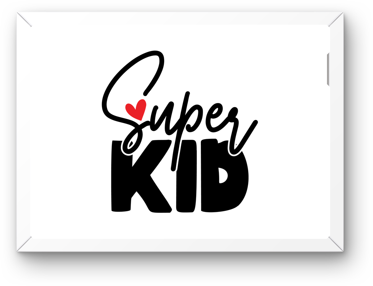 Super Kid Heart Wall Art | Playful Black Script Quote Print | Kids Room Nursery Gift