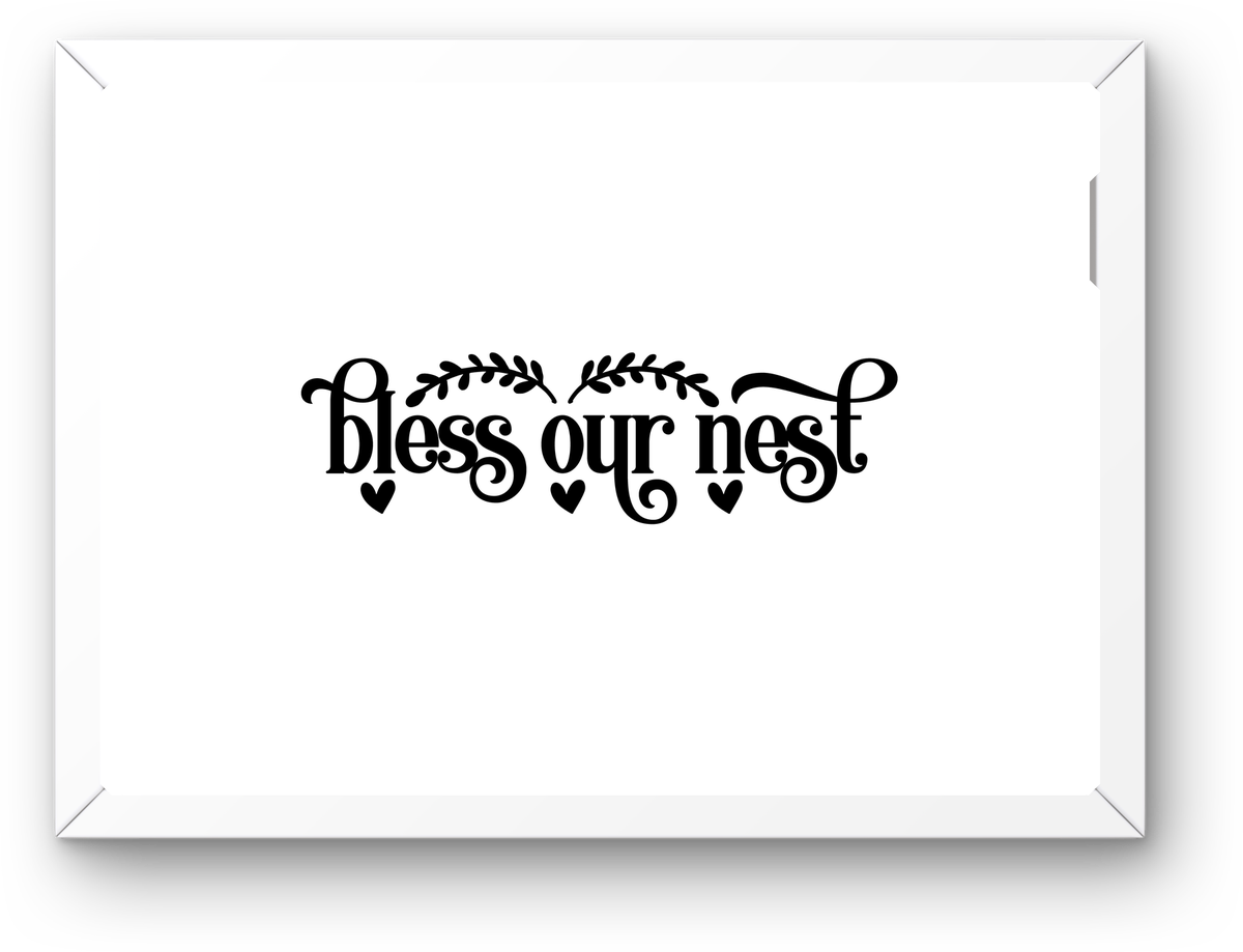 Bless Our Nest Wall Art | Elegant Script Hearts Print | Family Home Housewarming Gift