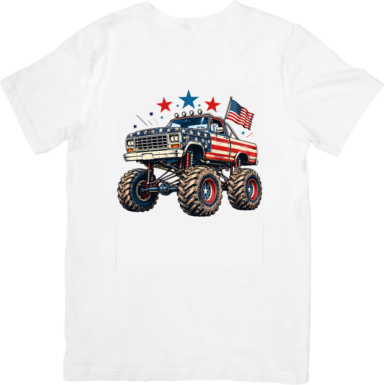 Monster Truck T-Shirt | Patriotic American Flag Graphic Tee | 4th of July Gift
