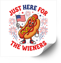 Thumbnail for Just Here For The Wieners Hot Dog Sticker | Funny Patriotic Fourth of July Vinyl Decal