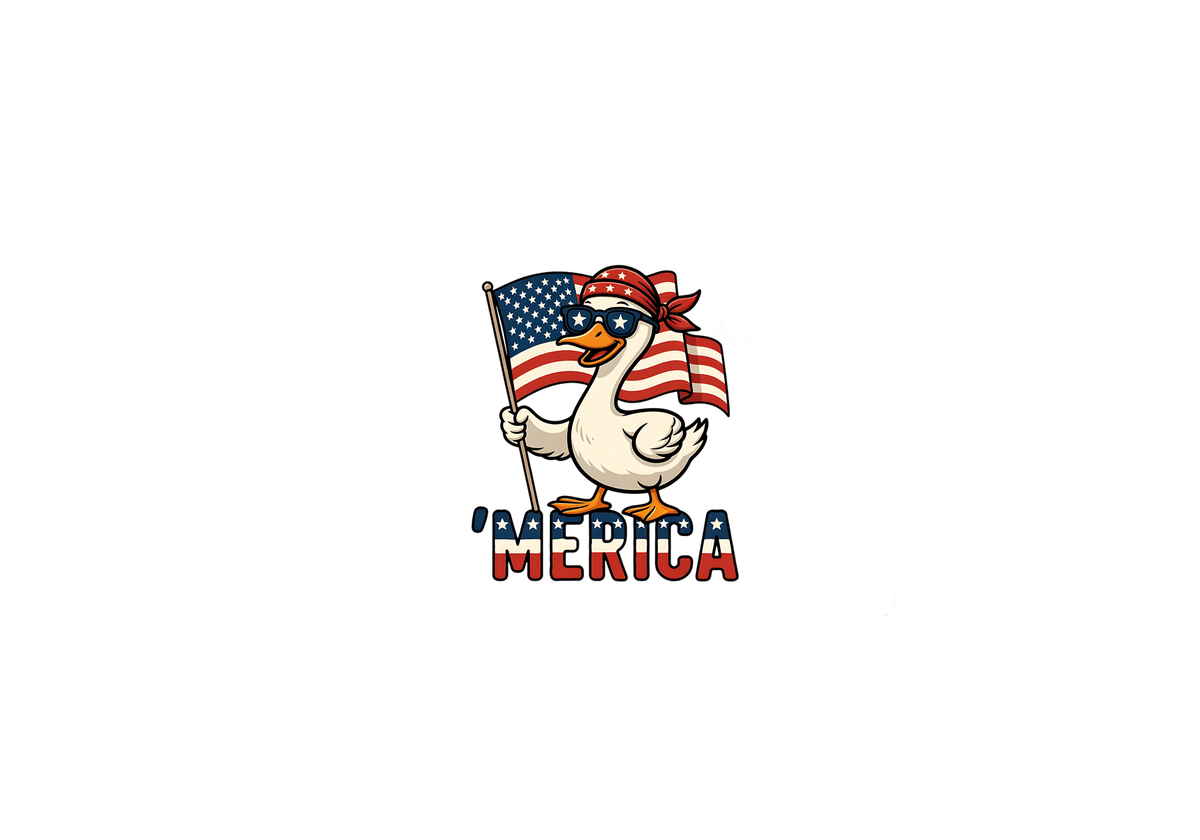 Merica Patriotic Goose Throw Pillow | American Flag Duck Decorative Pillow | 4th Of July Gift