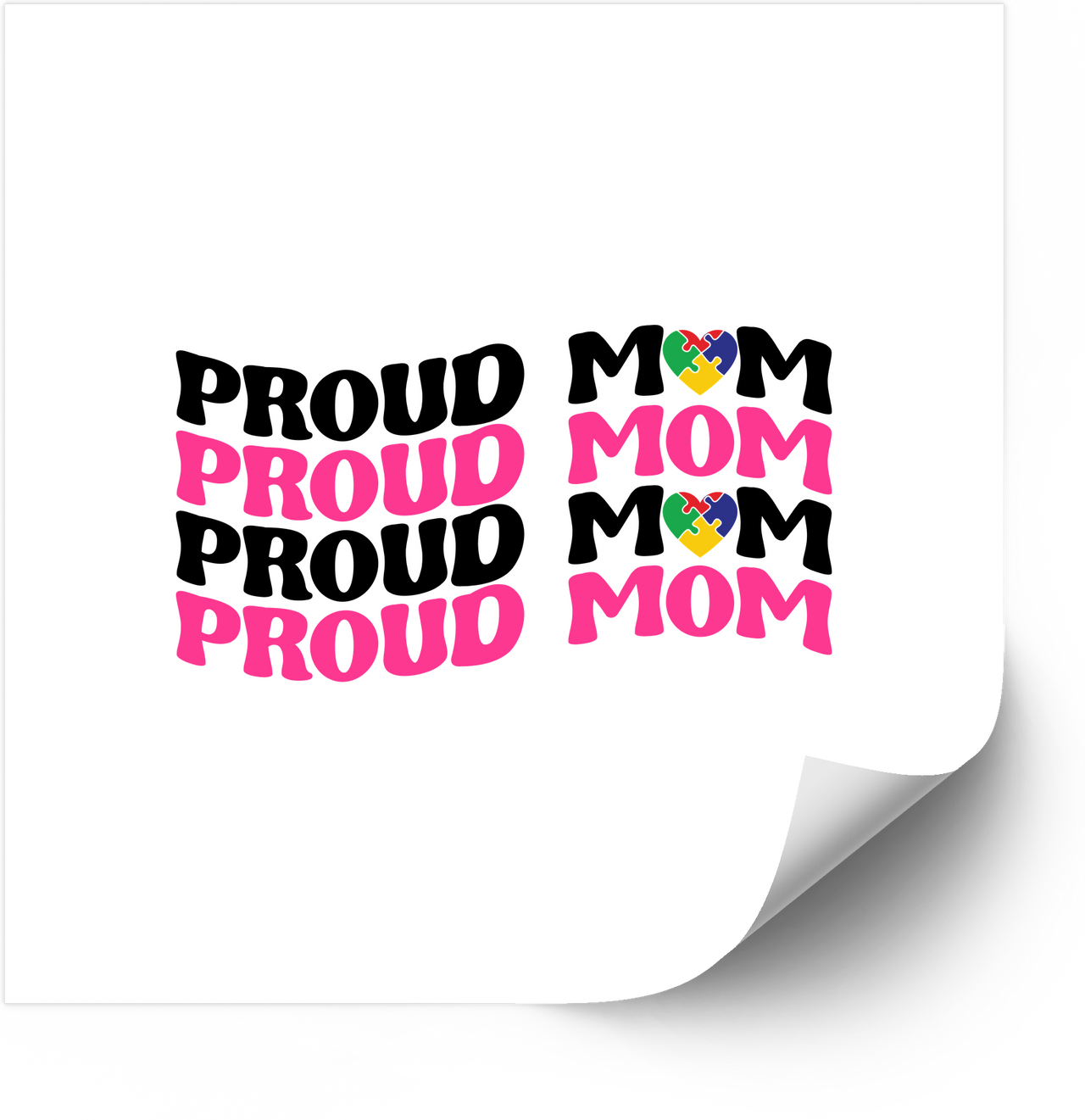 Proud Mom Sticker | Bold Colorful Autism Awareness Vinyl Decal