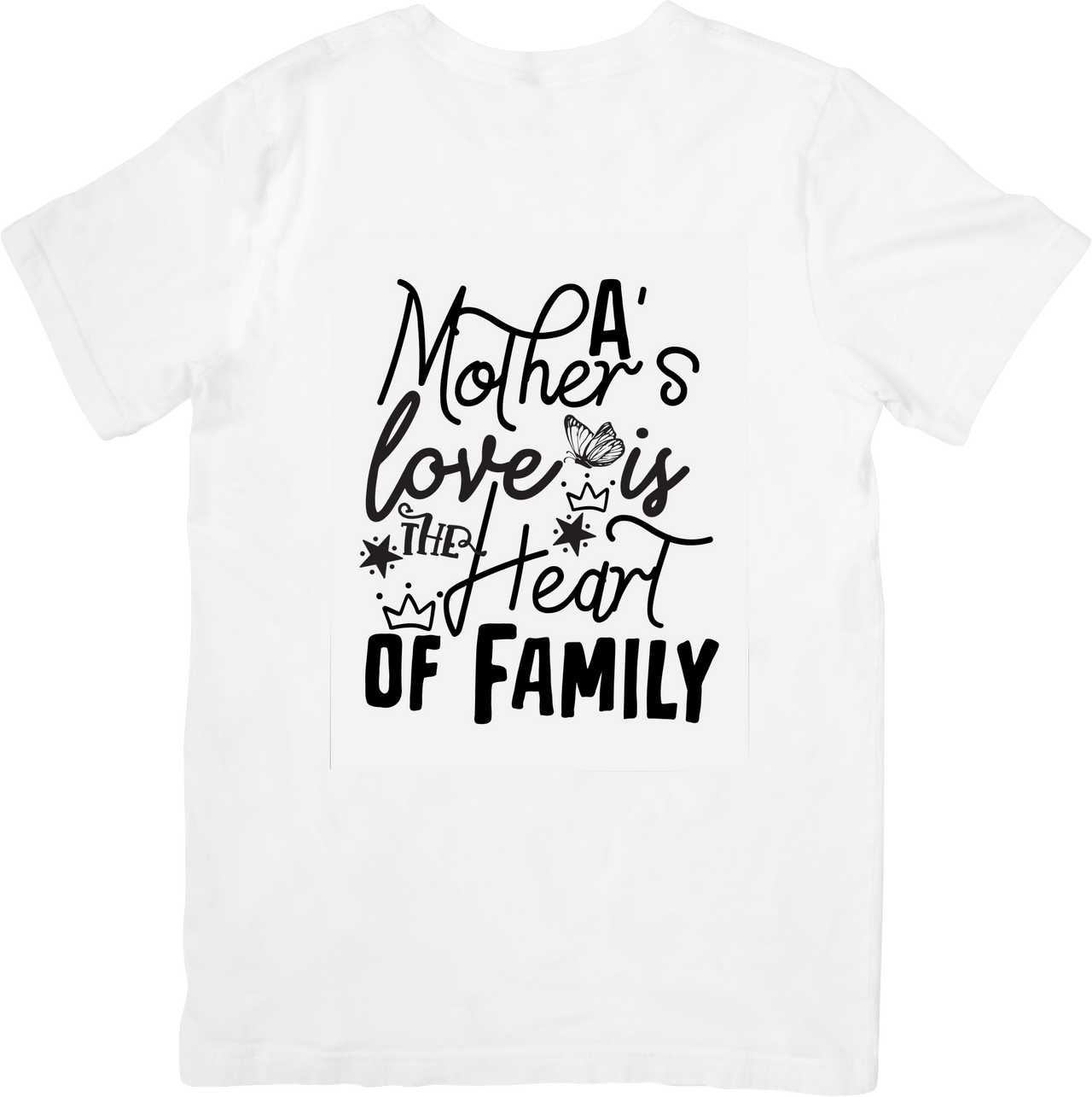A Mothers Love Is The Heart Of Family T-Shirt | Minimalist Floral Calligraphy Graphic Tee | Mom Gift