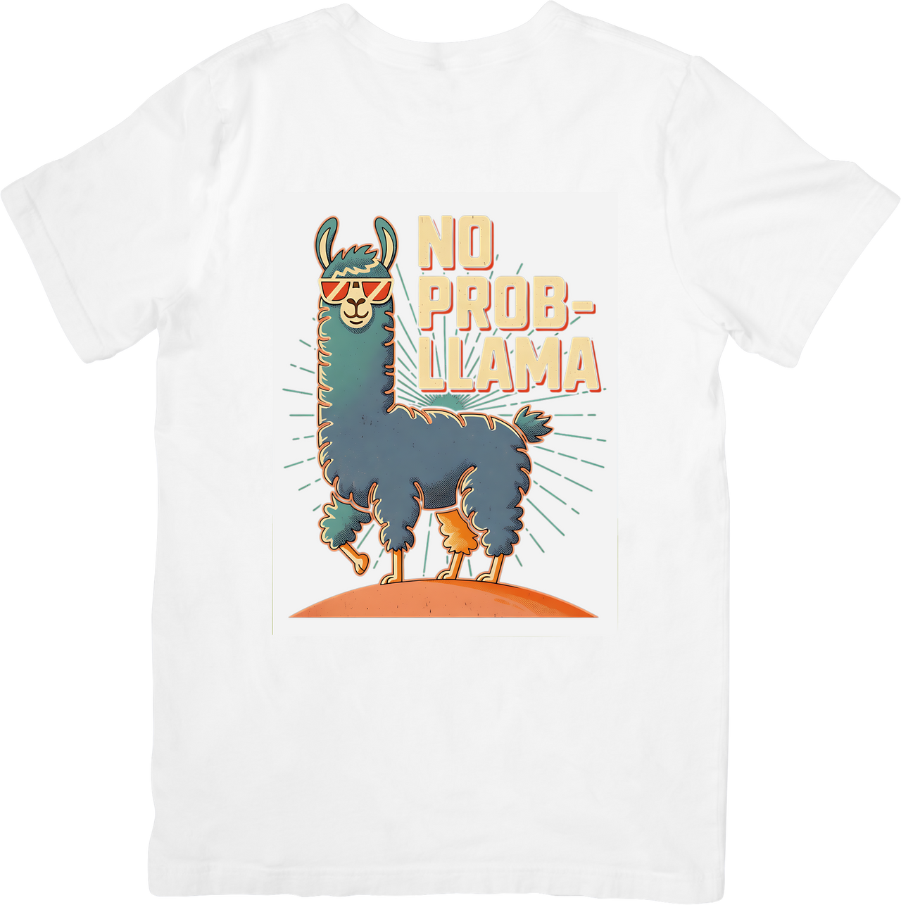 No Prob Llama Funny Animal T-Shirt | Retro Colorful Llama Graphic Tee