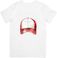 Thumbnail for Red & White Baseball Cap T-Shirt | Watercolor Trucker Hat Graphic Tee | Sports Fan Gift
