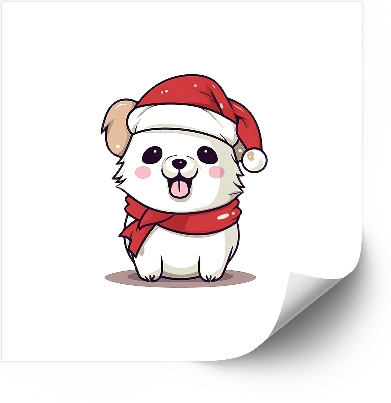 Cute Christmas Puppy Santa Hat Sticker | Kawaii Holiday Dog Vinyl Decal