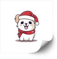Thumbnail for Cute Christmas Puppy Santa Hat Sticker | Kawaii Holiday Dog Vinyl Decal