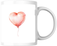 Thumbnail for Watercolor Heart Balloon Mug | Soft Pink Love Coffee Mug | Romantic Valentine Gift